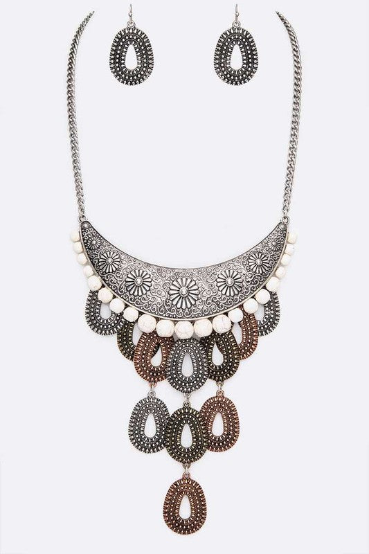 Mix Texture Western Statement Necklace Set