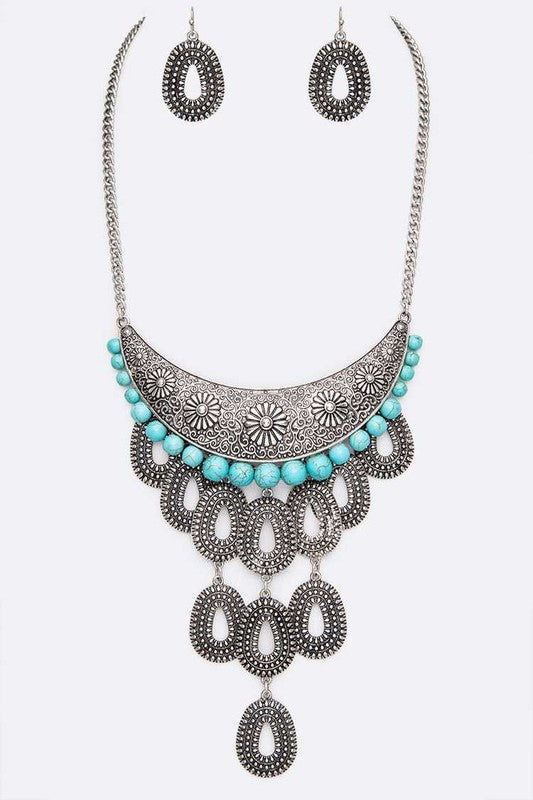 Mix Texture Western Statement Necklace Set