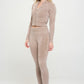 Ribbed Knit Tracksuit Two-Piece Set