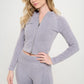 Ribbed Knit Tracksuit Two-Piece Set