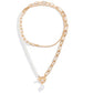 Chain with Pearl Double Layer Toggle Necklace