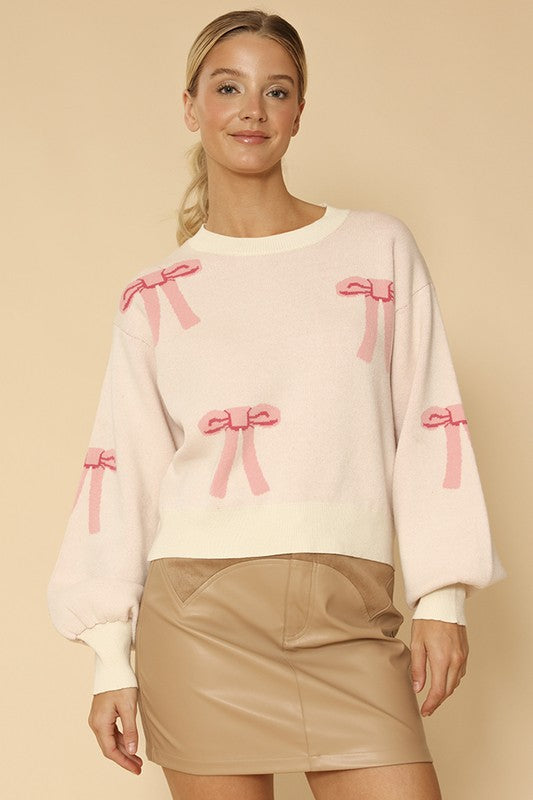 Bow knit sweater