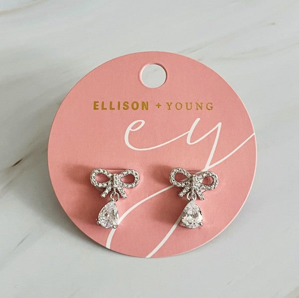 Sparkly Bow Teardrop Earrings