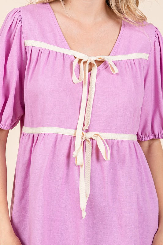 Piping Detail Babydoll Top