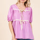 Plus Piping Detail Babydoll Top