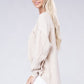 Double Gauze Oversized 3/4 Button Henley Neck Top