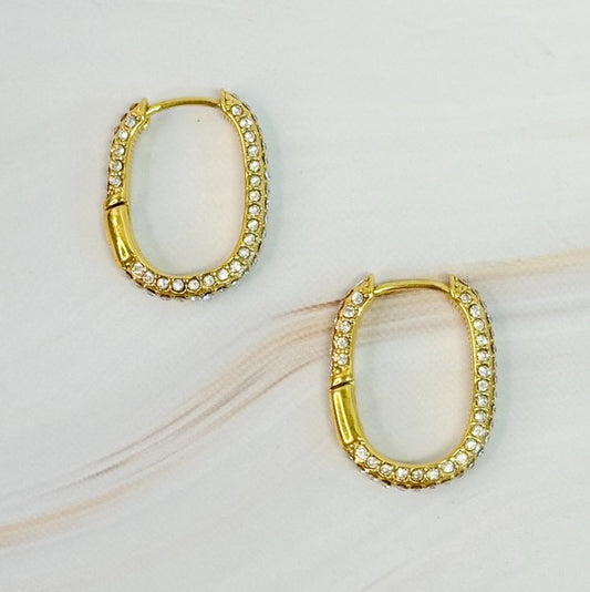 Shine Covered Oval Hoop Earrings