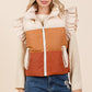 Color Block Ruffle Trim Puffer Vest