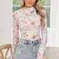 SPRING Floral Mesh High Neck Sheath Blouse