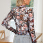 SPRING Floral Mesh High Neck Sheath Blouse