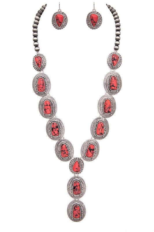 Stone Link Western Statement Necklace Set