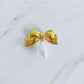 Golden Bow Dangle Pearl Hair Clip