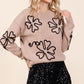 Plus Floral Embroidered Knit Sweater