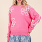 Plus Floral Embroidered Knit Sweater