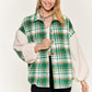 Multi plaid fuzzy sleeve jacket