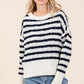 Plus Stripe Argyle Knit Sweater