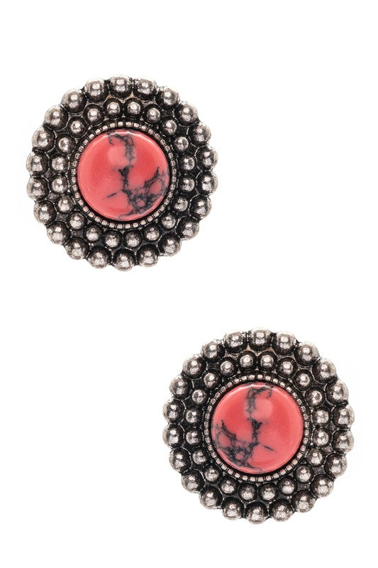 Stone Pave Western Stud Earrings