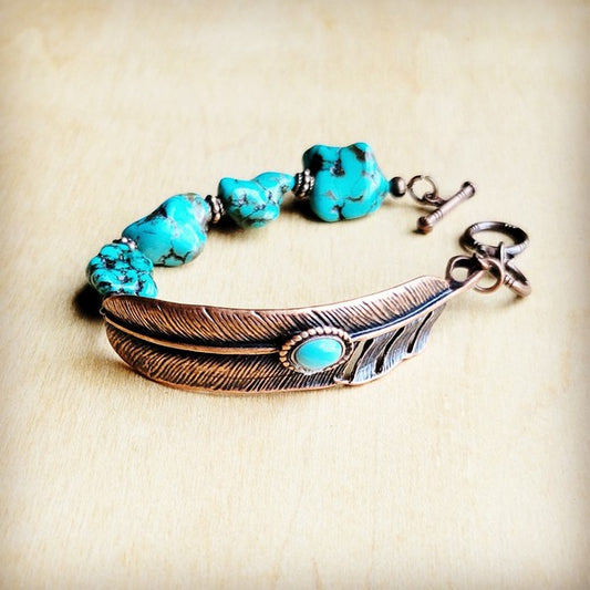 Turquoise Feather Beaded Bracelet