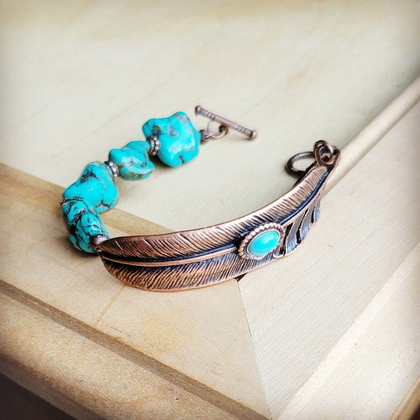 Turquoise Feather Beaded Bracelet