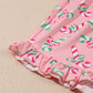 Christmas Candy Cane Print Knotted Pajama Set