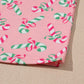 Christmas Candy Cane Print Knotted Pajama Set