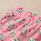 Christmas Candy Cane Print Knotted Pajama Set