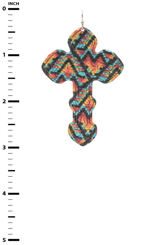 Aztec Printed Cross Iconic Western Earrings