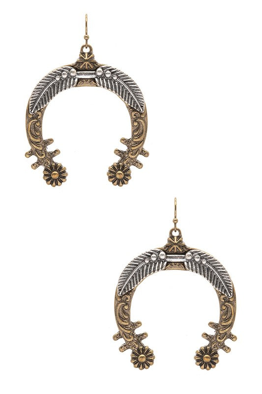 Squash Blossom Western Iconic 2 Tone Earrings