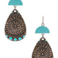 Wooden Disk Western Embossed Drop Earrings