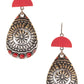 Wooden Disk Western Embossed Drop Earrings