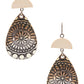 Wooden Disk Western Embossed Drop Earrings