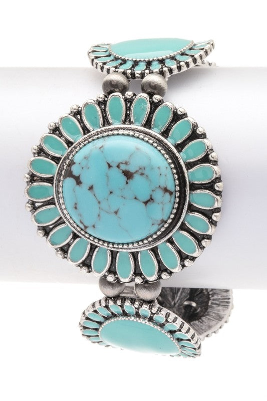 Compressed Stone Western Boho Stretch Bracelet