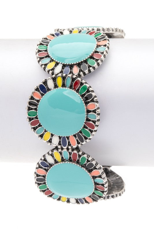 Compressed Stone Western Boho Stretch Bracelet