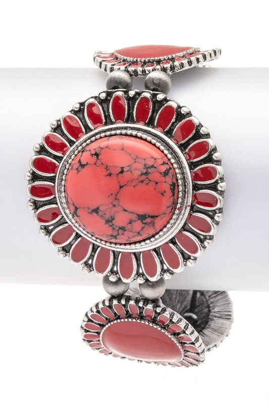 Compressed Stone Western Boho Stretch Bracelet