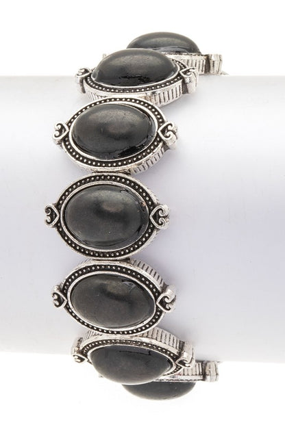 Oval Stone Western Stretch Bracelet