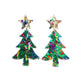 Christmas Tree Earrings - Green Sparkle