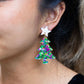 Christmas Tree Earrings - Green Sparkle