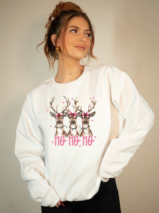 Ho Ho Ho Deer Cozy Crewneck Sweatshirt