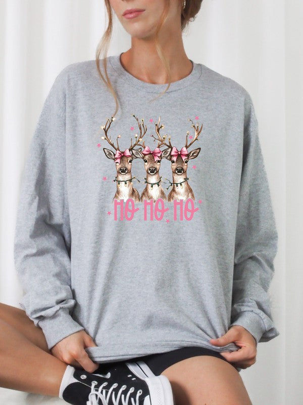 Ho Ho Ho Deer Cozy Crewneck Sweatshirt