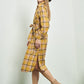 PLAID PRINT COLLAR LONG SHIRT DRESS