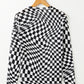 Checkered Pattern Mesh Long Sleeve Top