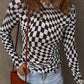 Checkered Pattern Mesh Long Sleeve Top