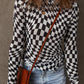 Checkered Pattern Mesh Long Sleeve Top