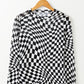 Checkered Pattern Mesh Long Sleeve Top