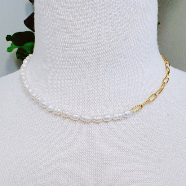 Freshwater Pearls And Chain Necklace