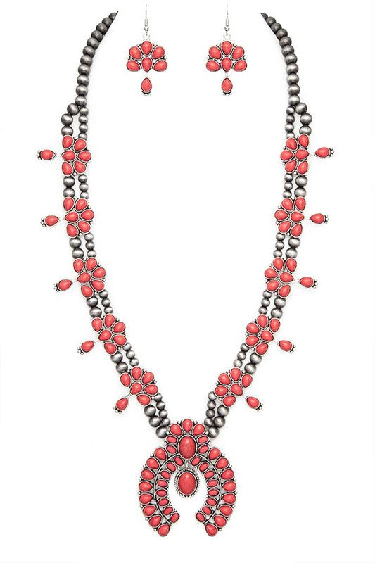 Squash Blossom Statement Western Necklace Set