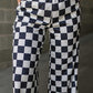 2-Tone Checked Print High Waist Wide Leg Pants