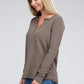 Melange Baby Waffle V-Neck Long Sleeve Top