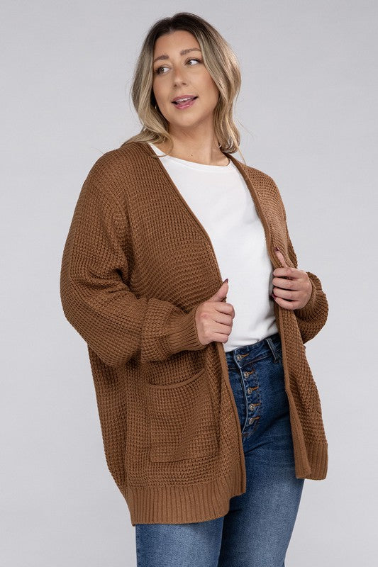 Amelia Plus Waffle Cardigan