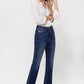 High Rise Distressed Hem Kick Flare Jeans